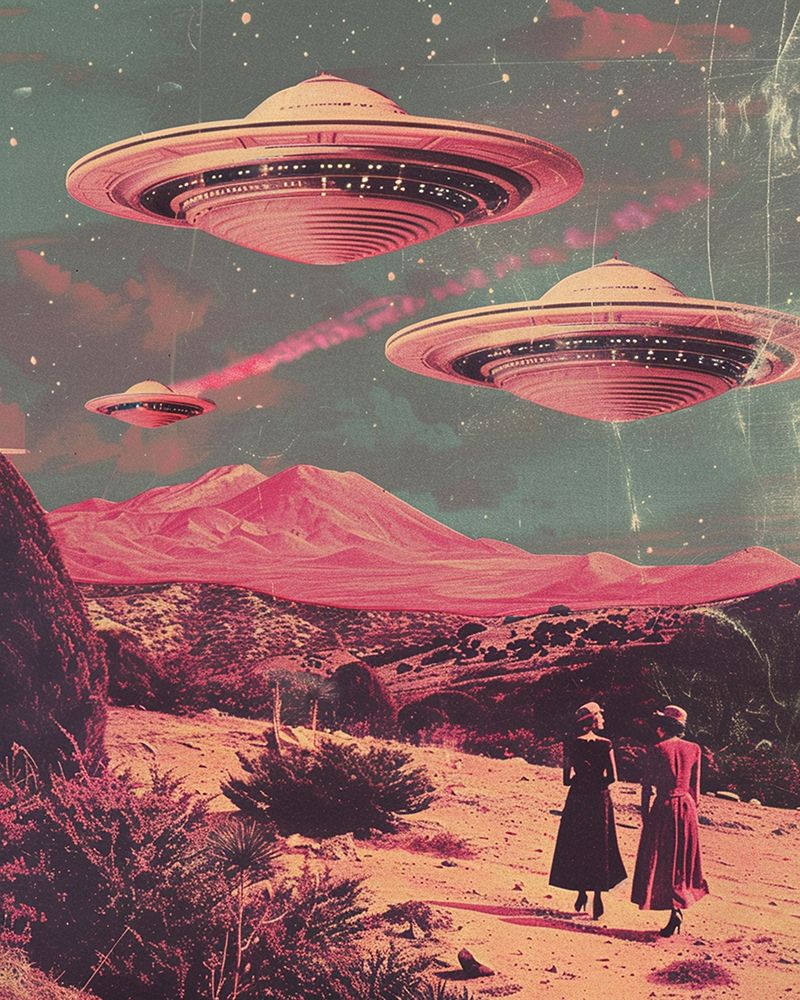 Pink UFO Arrival art print by Samantha Hearn for $57.95 CAD