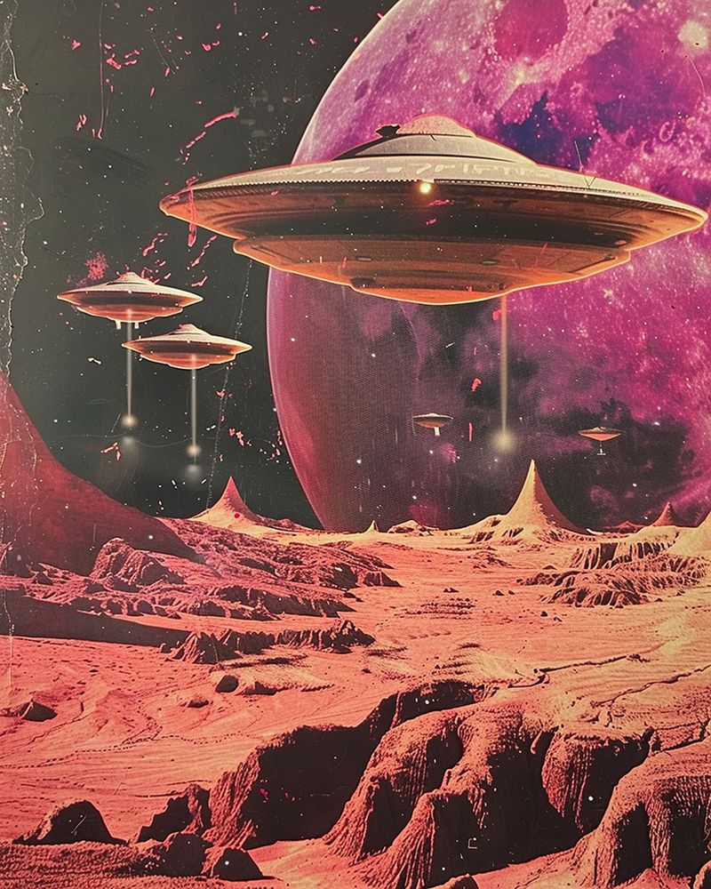 Purple UFO Landing art print by Samantha Hearn for $57.95 CAD