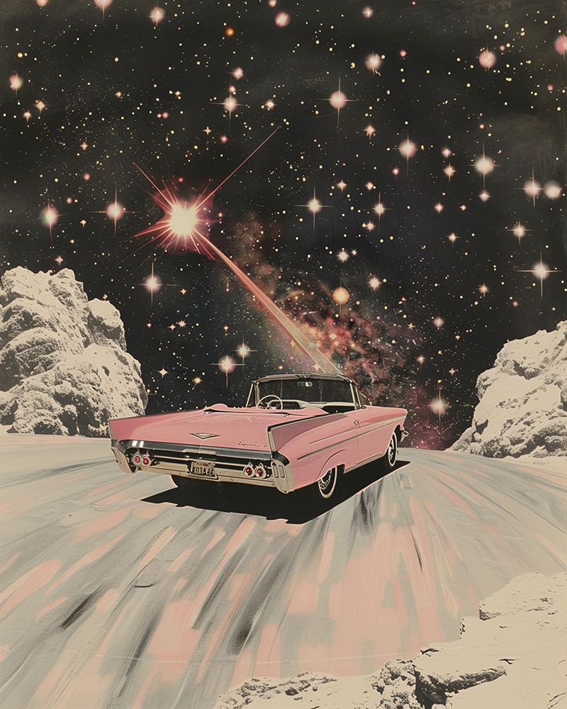 Pink Car In Space 5.0 art print by Samantha Hearn for $57.95 CAD