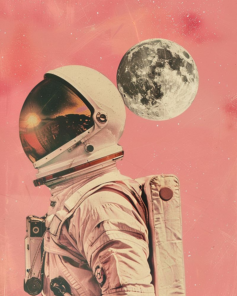 Spaceman Moon Collage art print by Samantha Hearn for $57.95 CAD