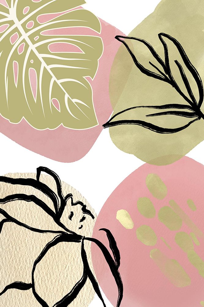 Botanical Green N Pink 1 art print by Sally Ann Moss for $57.95 CAD
