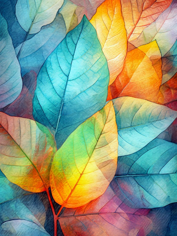 Watercolor leaves nature floral 7 art print by Justyna Jaszke for $57.95 CAD