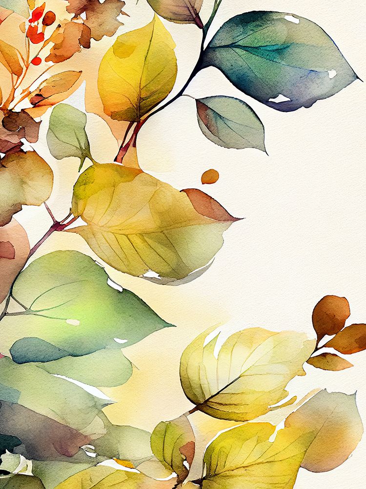 Watercolor leaves nature floral 2 art print by Justyna Jaszke for $57.95 CAD