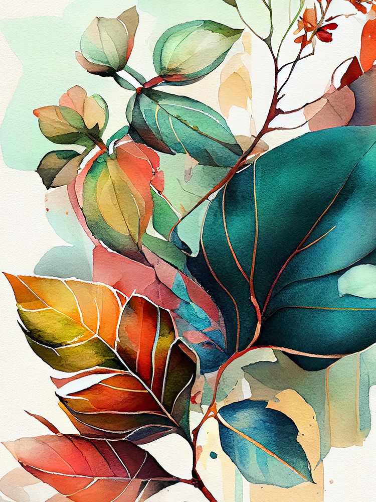 Watercolor leaves nature floral 1 art print by Justyna Jaszke for $57.95 CAD