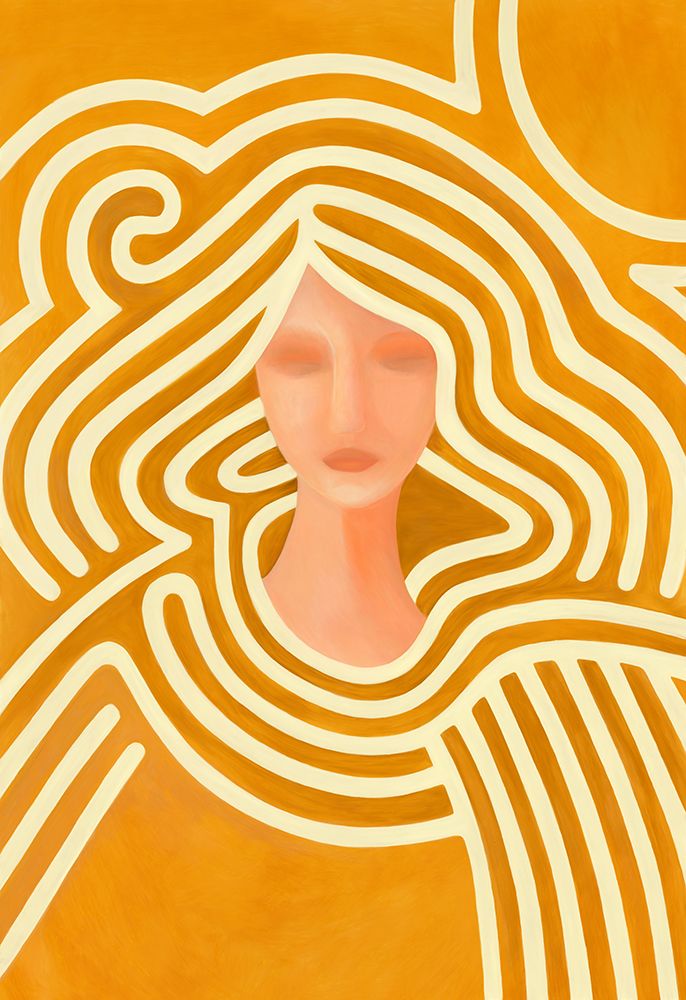 Berit abstract in ochre and pink art print by Rosana Laiz Blursbyai for $57.95 CAD