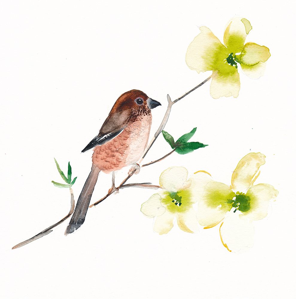 Bird On a Dogwood Branch art print by Christine Lindstrom for $57.95 CAD