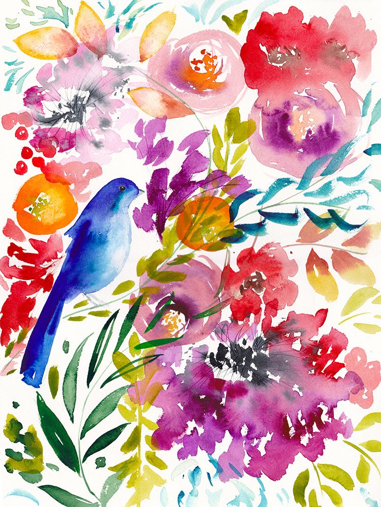 Bluebird In the Blooms art print by Christine Lindstrom for $57.95 CAD