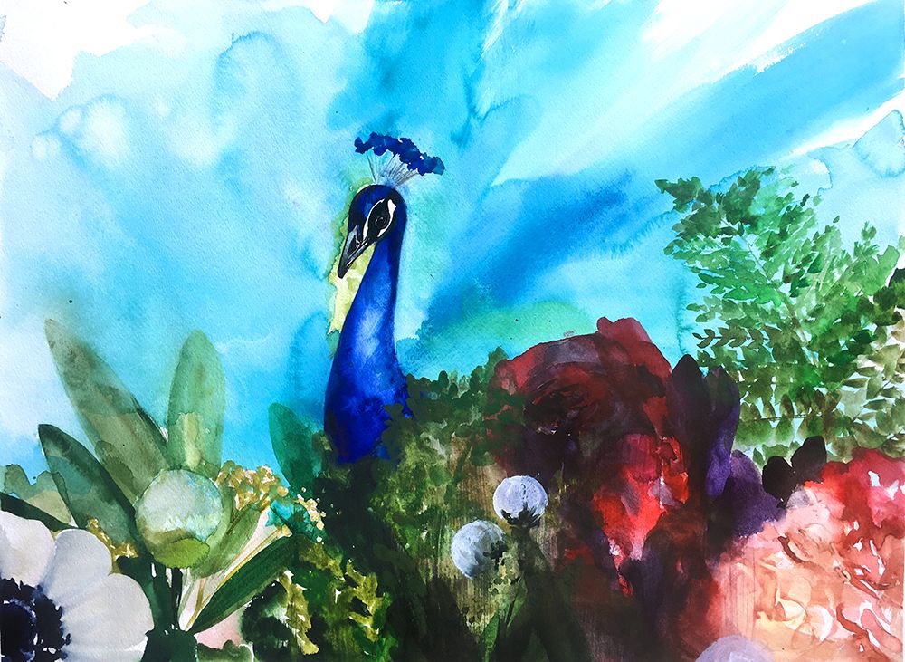 Peacock Garden Ii art print by Christine Lindstrom for $57.95 CAD