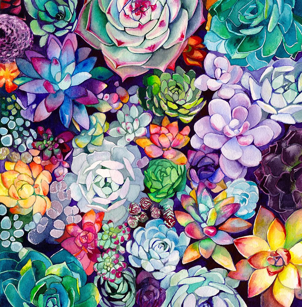 Succulent Garden 30x30 art print by Christine Lindstrom for $57.95 CAD