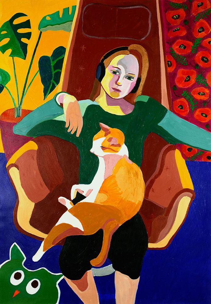 The Girl And The Cat art print by Monica Prentice for $57.95 CAD