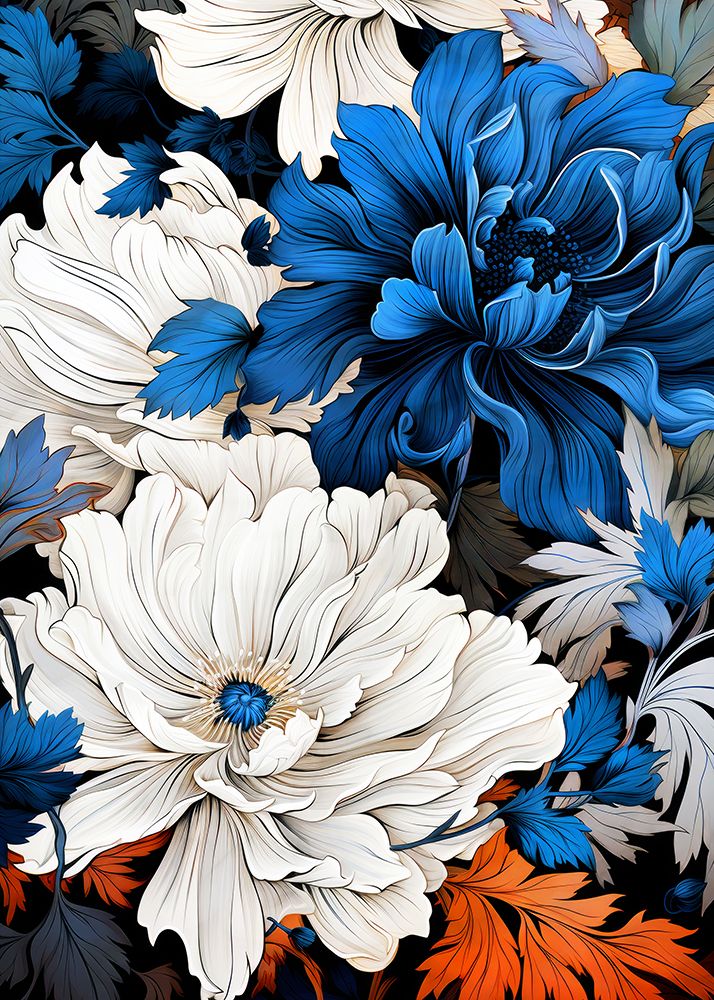 Nature 4 blue and white flowers art print by Justyna Jaszke for $57.95 CAD