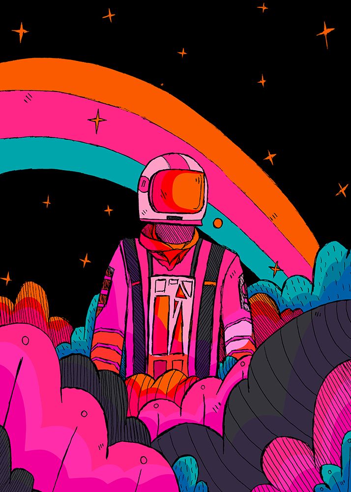 Rainbow Astronaut art print by Stephen Wade for $57.95 CAD