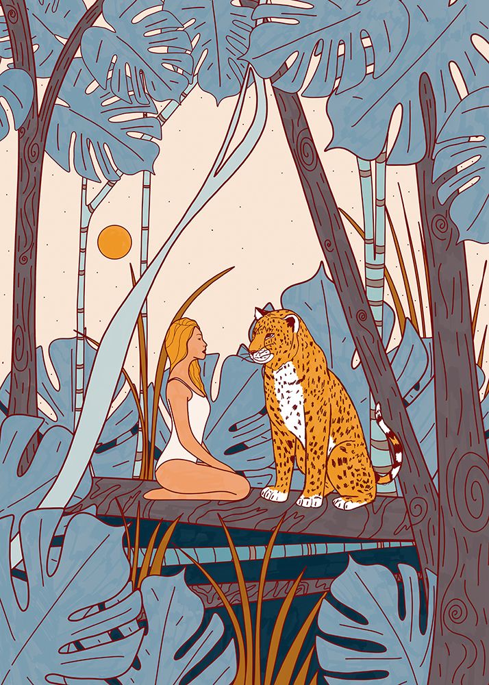 The Girl and the Leopard art print by Stephen Wade for $57.95 CAD