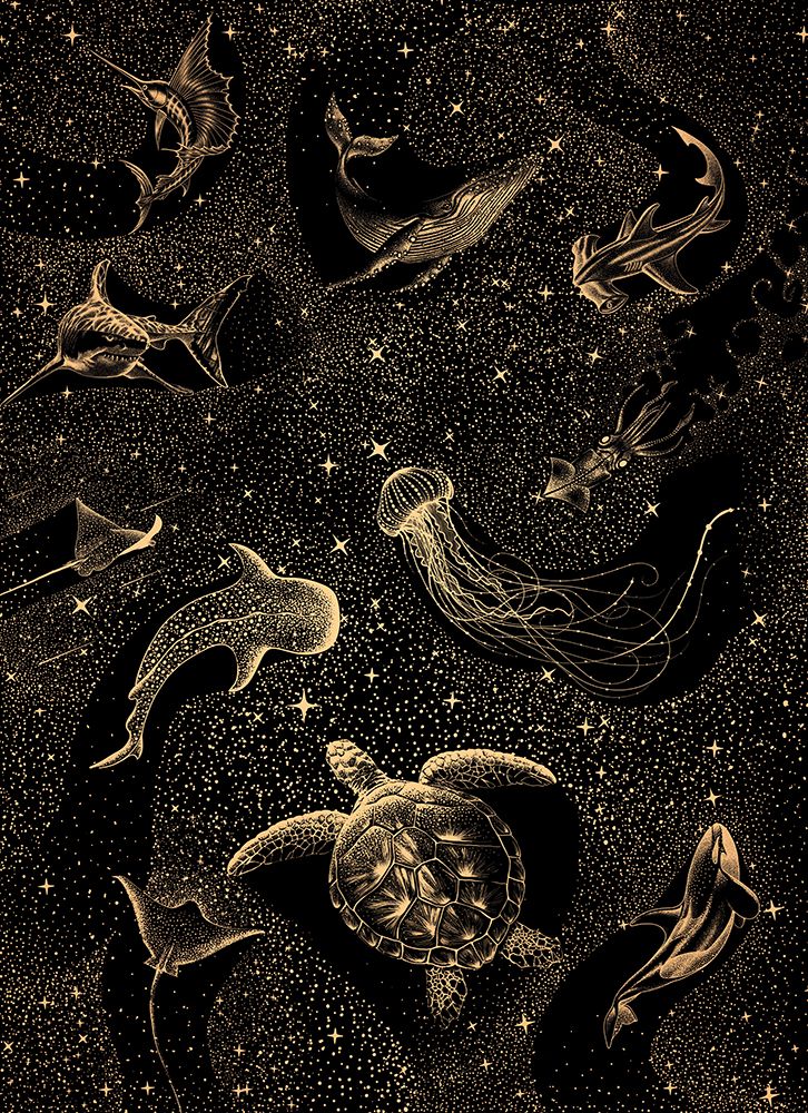 Cosmic Ocean    Dark Gold art print by Aliraza Cakir for $57.95 CAD