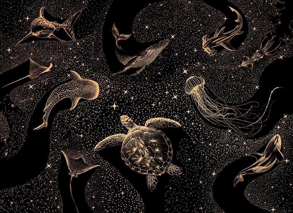 Cosmic Ocean    Dark Gold art print by Aliraza Cakir for $57.95 CAD