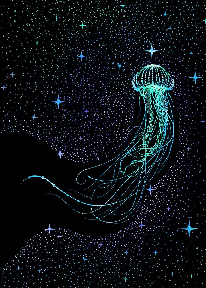 Starry Jellyfish Colored art print by Aliraza Cakir for $57.95 CAD