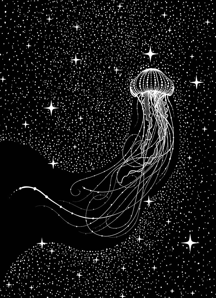 starry jellyfish (Black Version) art print by Aliraza Cakir for $57.95 CAD