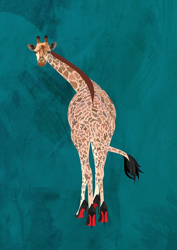 Quirky Giraffe Green art print by Sarah Manovski for $57.95 CAD