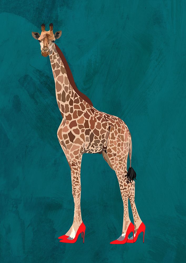 Giraffe turquouise heels art print by Sarah Manovski for $57.95 CAD