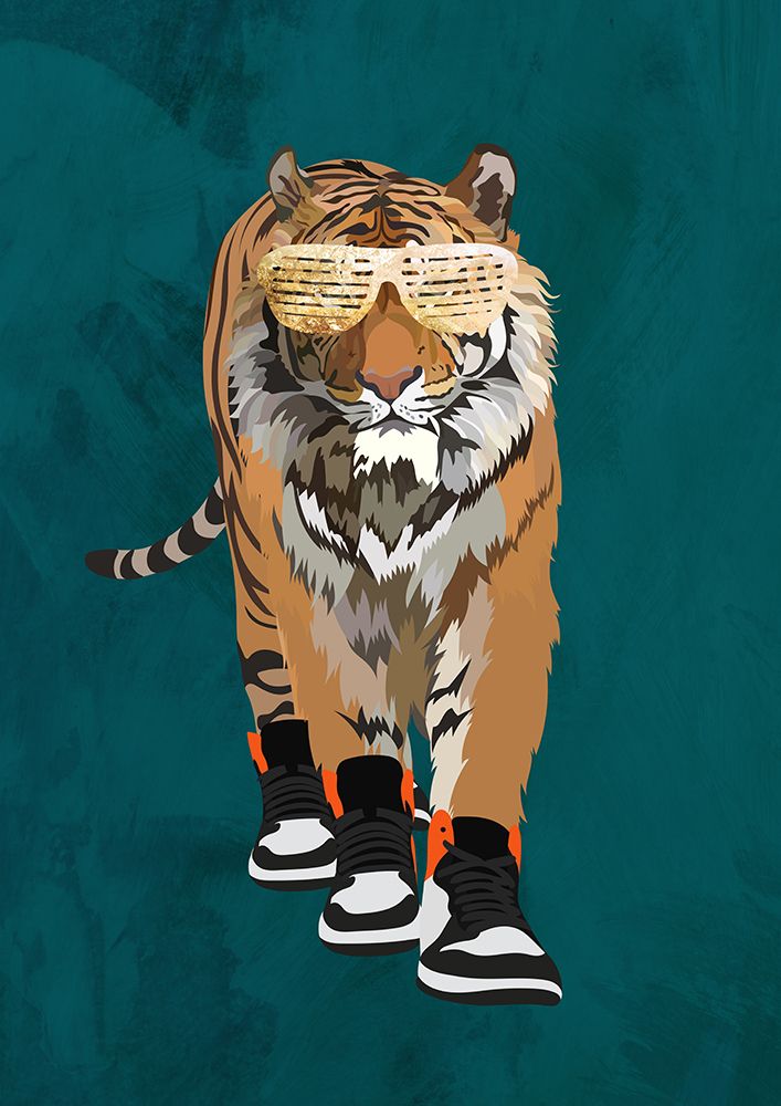 Tiger prowling in high top sneakers art print by Sarah Manovski for $57.95 CAD