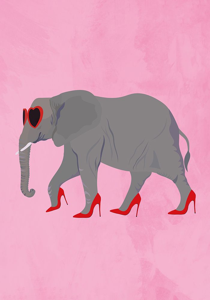 Elephant in heels and heart glasses art print by Sarah Manovski for $57.95 CAD
