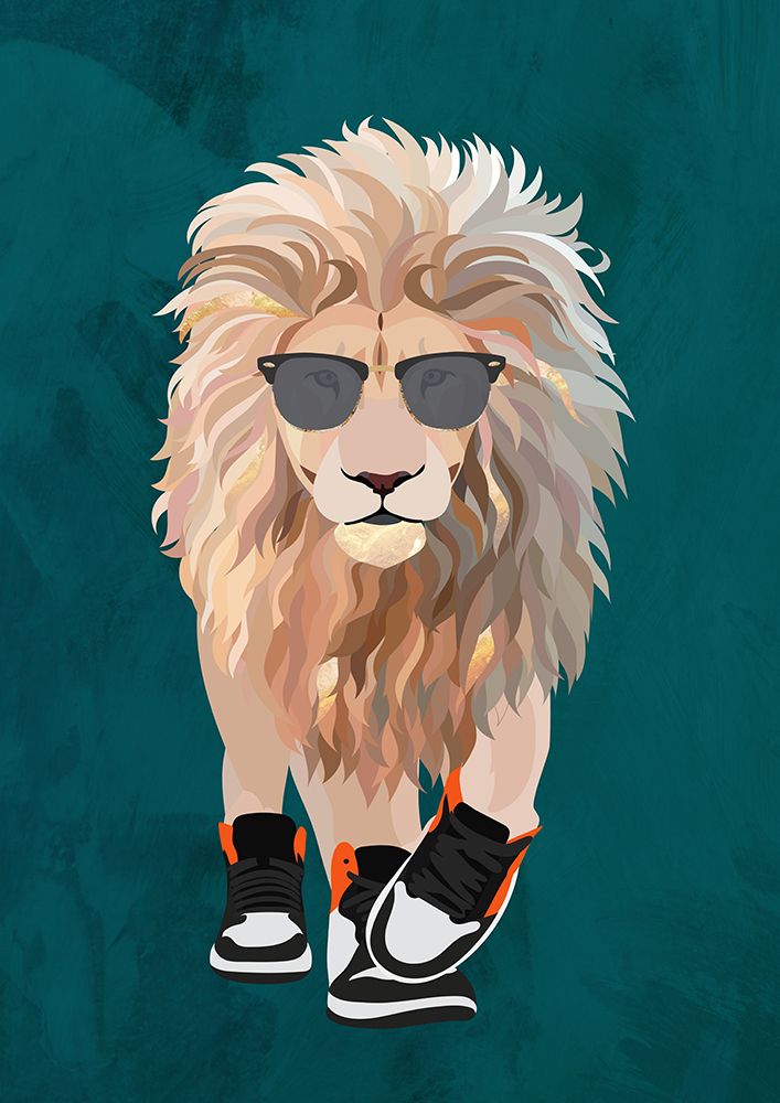Lion prowling in high top sneakers art print by Sarah Manovski for $57.95 CAD