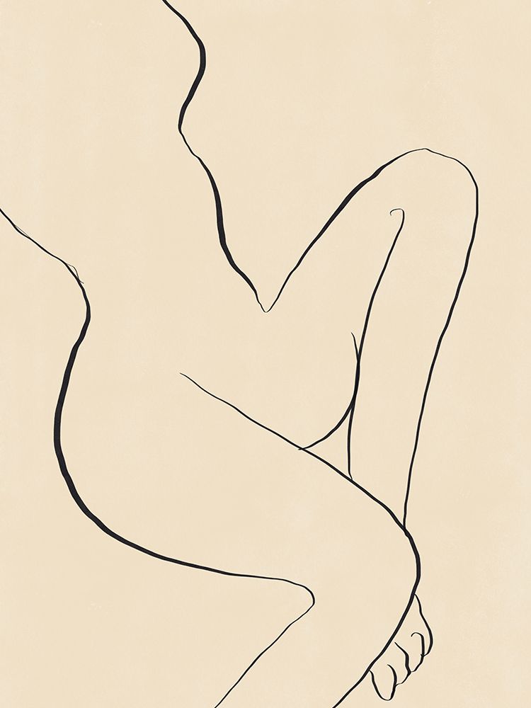 Minimal line art sitting nude art print by Little Dean for $57.95 CAD