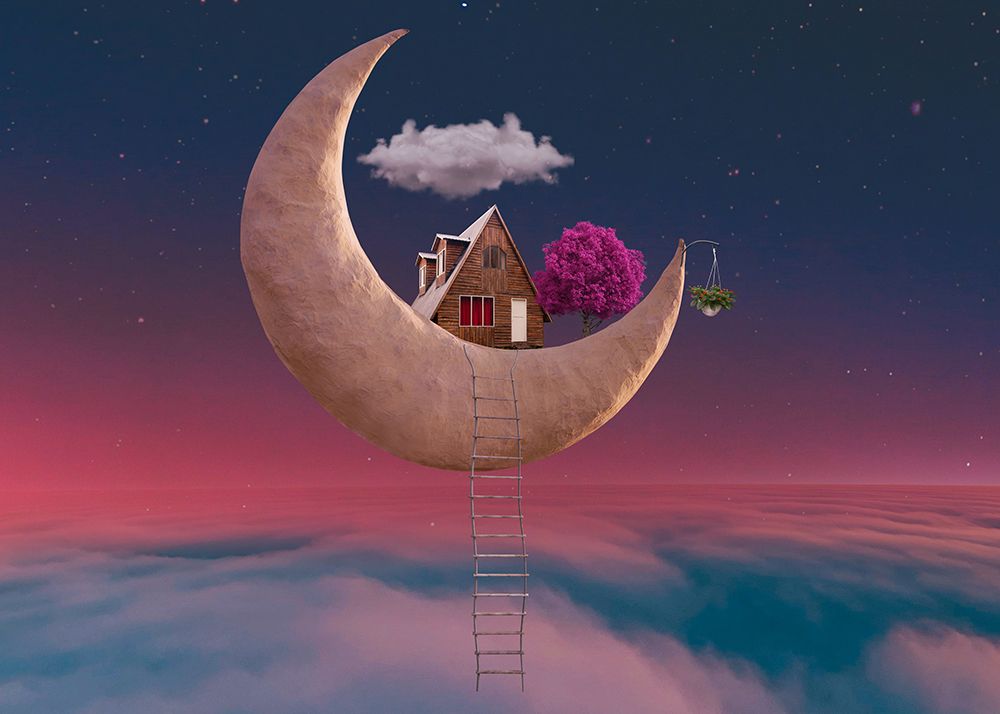 Moon house art print by Salome Zhividze for $57.95 CAD