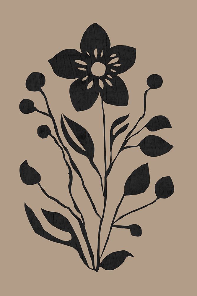 Black Flower Modern Botanical Silhouette art print by Cartissi for $57.95 CAD
