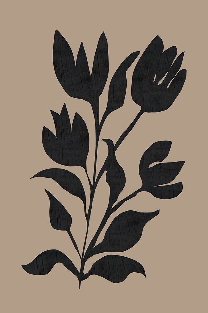Black Tulips Modern Botanical Silhouette art print by Cartissi for $57.95 CAD