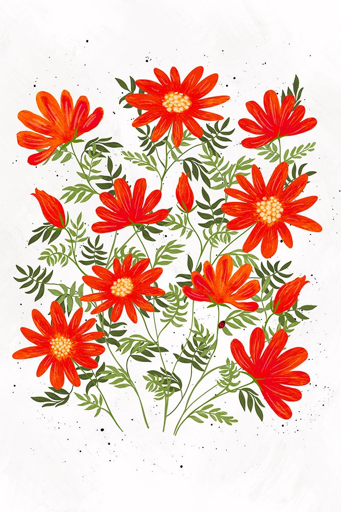 Ladybug flowers red art print by Emelie Marie for $57.95 CAD