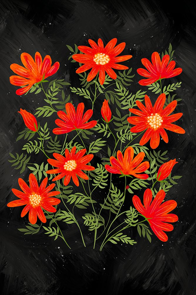 Ladybug flowers red art print by Emelie Marie for $57.95 CAD