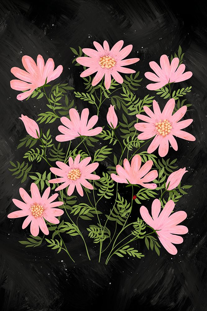 Ladybug flowers pink art print by Emelie Marie for $57.95 CAD