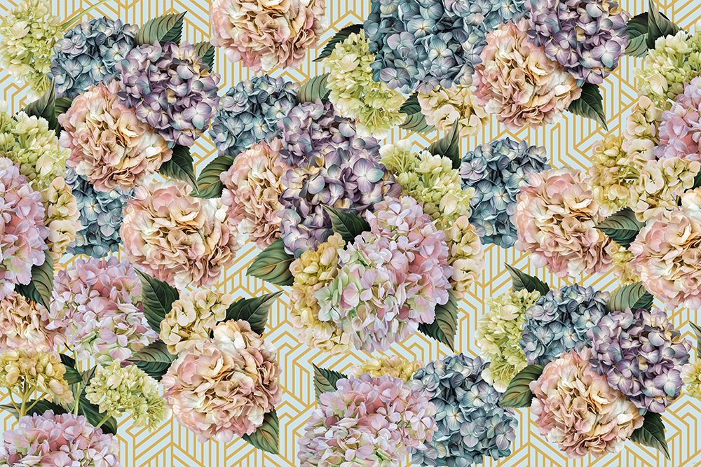 Hydrangeas_Gold Sky art print by Sue Skellern for $57.95 CAD