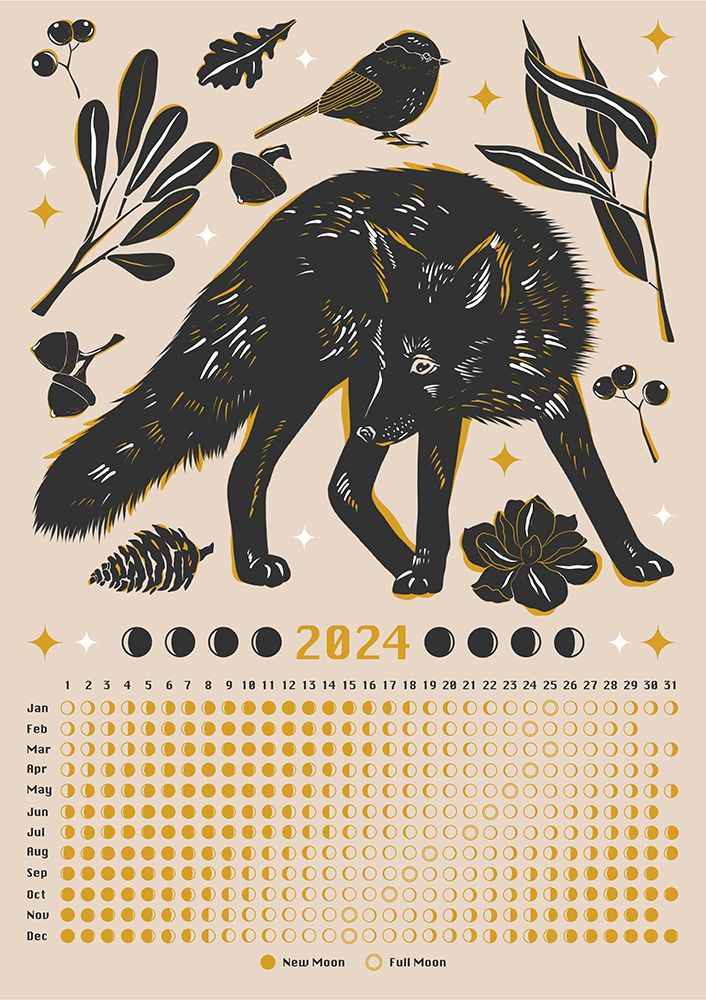 Lunar Calendar art print by Alina Shulhouskaya for $57.95 CAD