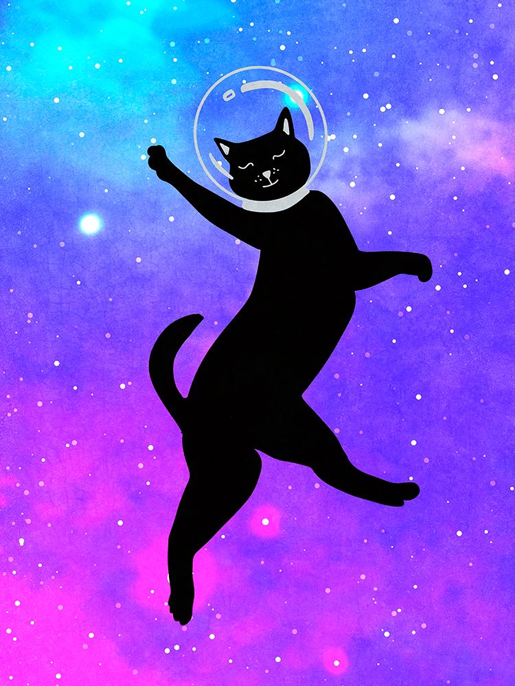 Happy Space Cat art print by Raissa Oltmanns for $57.95 CAD