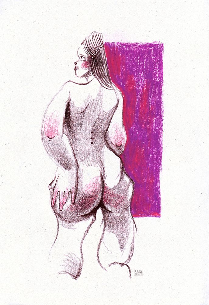 Nude woman art print by Olga Skomorokhova for $57.95 CAD