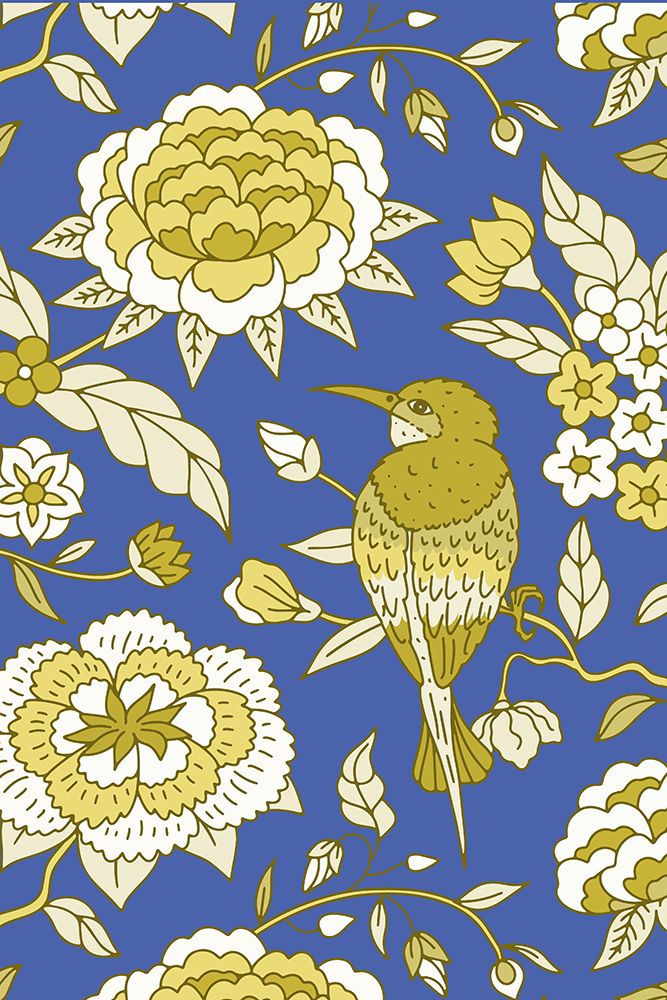 Golden Chinoiserie Bird and Flowers art print by Anna Rose for $57.95 CAD