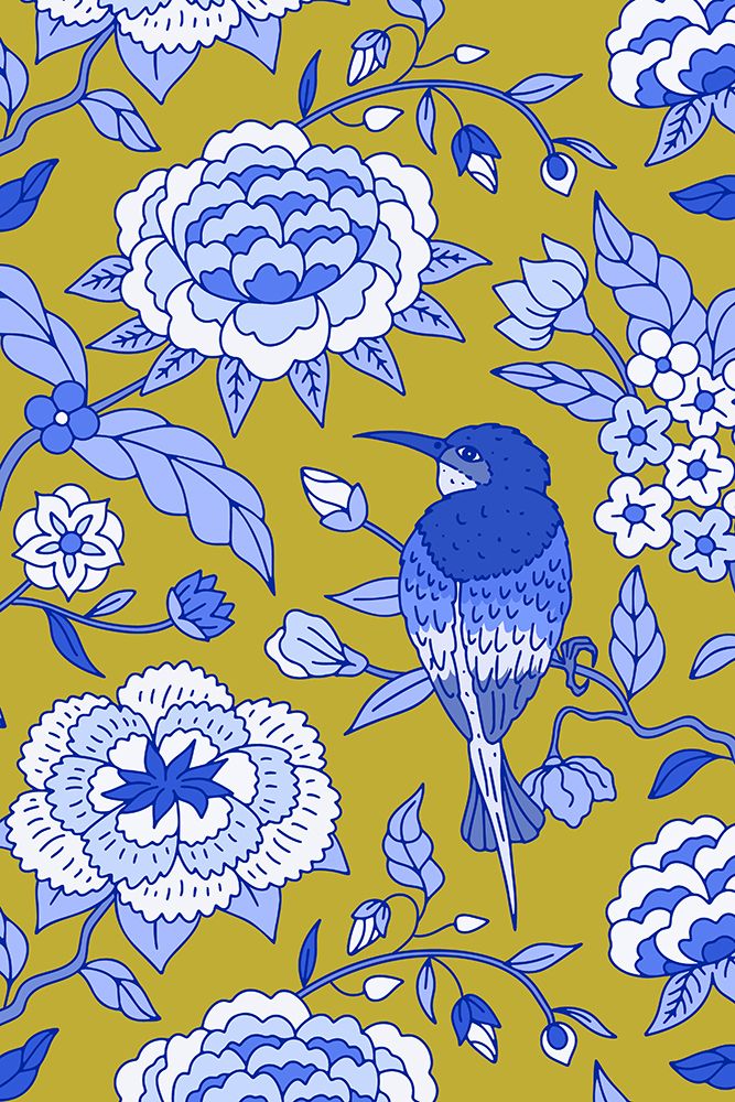 Blue Chinoiserie Bird art print by Anna Rose for $57.95 CAD