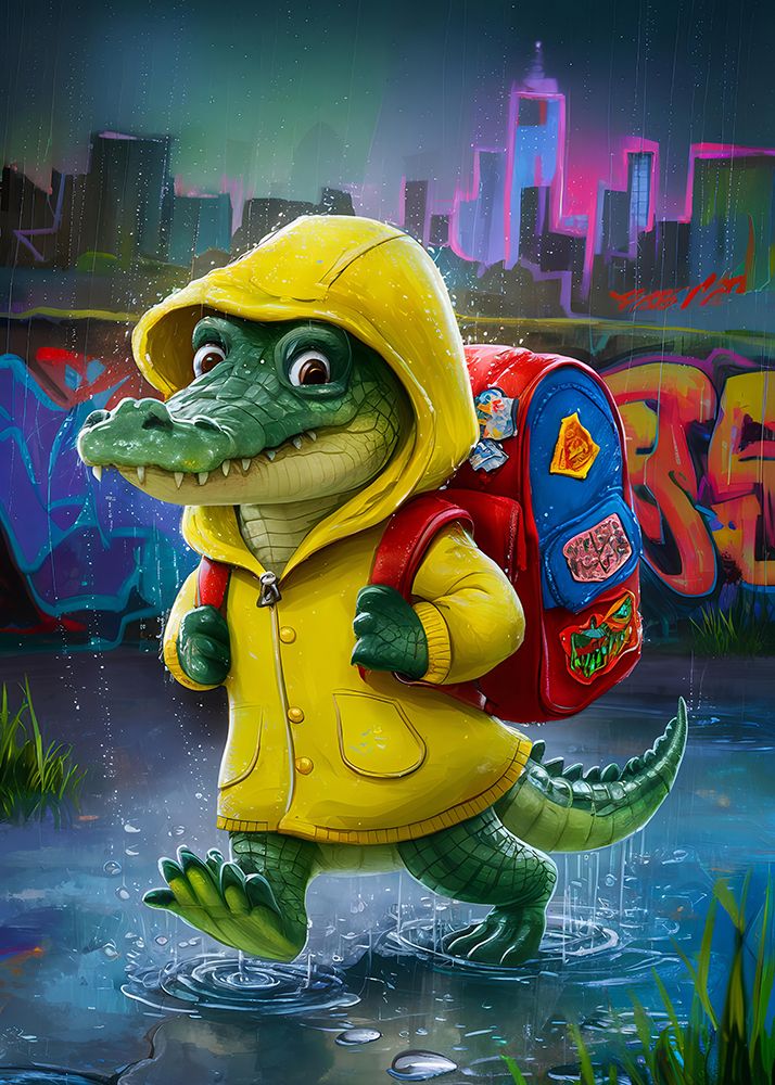Baby Crocodile Going To School art print by Andreas Magnusson for $57.95 CAD