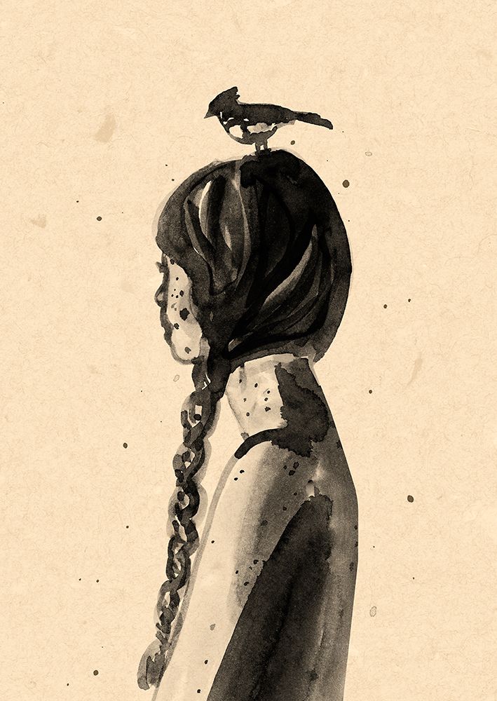 Girl with Bird art print by Raissa Oltmanns for $57.95 CAD