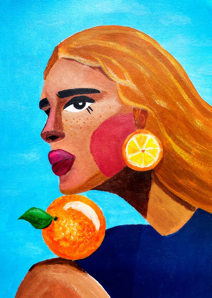 Woman With Orange art print by Raissa Oltmanns for $57.95 CAD