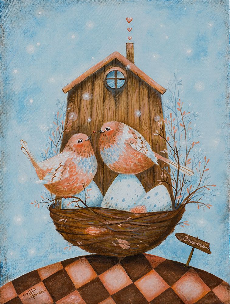 Birds of Happiness  Acrylic On Canvas  40x30 Cm  2021 art print by Aleksandra Paranchenko for $57.95 CAD