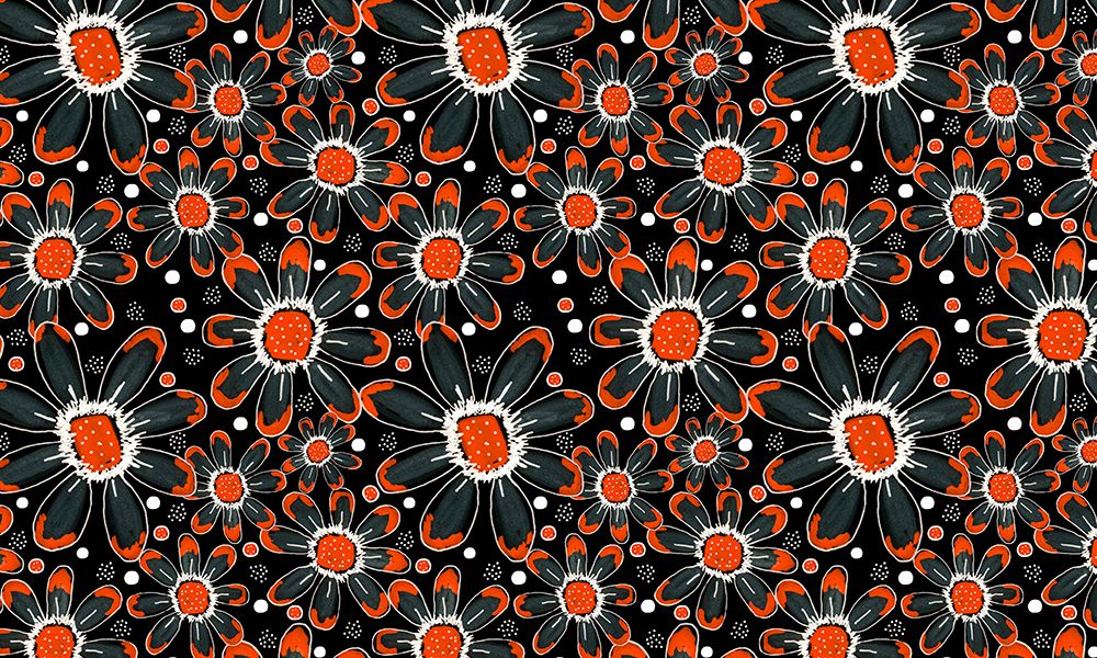 Cool Florals Orange On Black art print by Michele Channell for $57.95 CAD