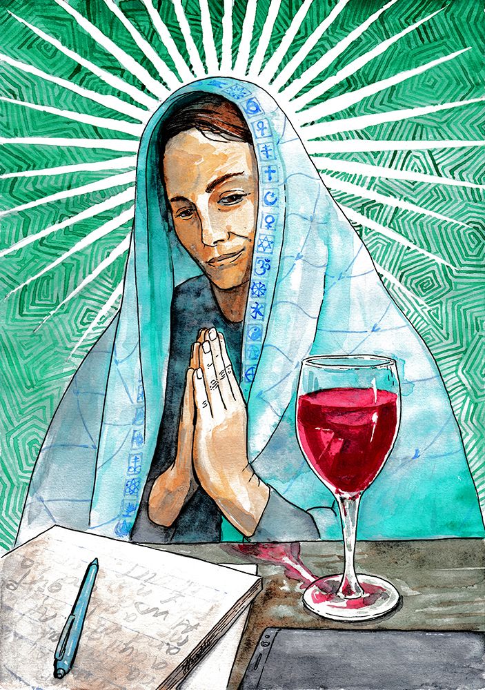 AW Maria. Holy Drink Watercolor Portrait. art print by Johan Liewandahl for $57.95 CAD