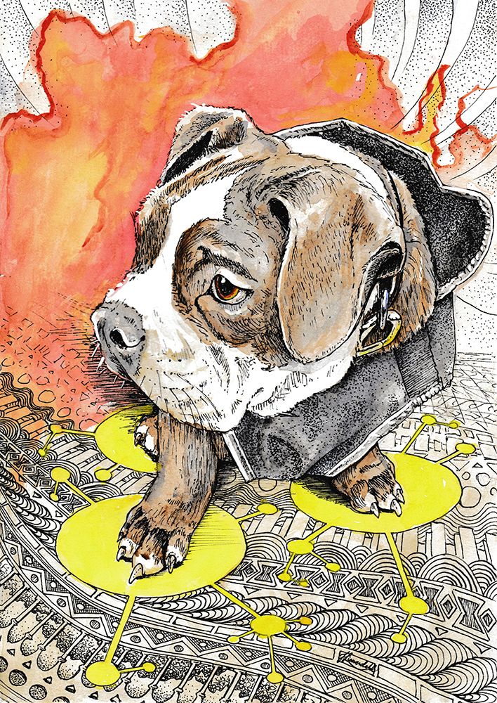 Laki. Dog Watercolor Doodle Painting. art print by Johan Liewandahl for $57.95 CAD