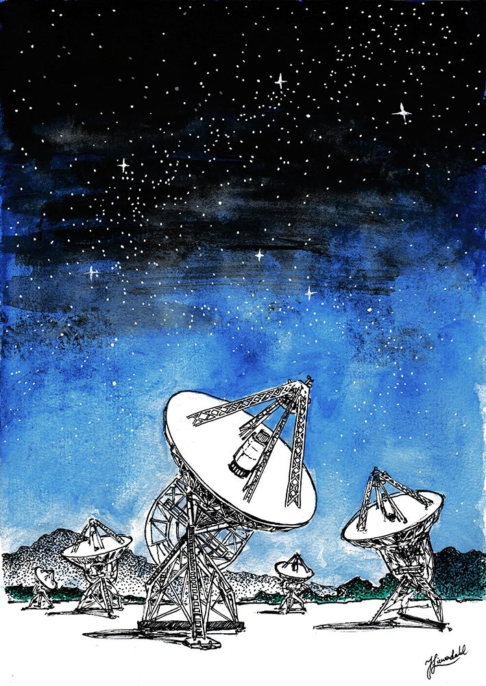 Radio. Satellite Searching Watercolor Painting. art print by Johan Liewendahl for $57.95 CAD