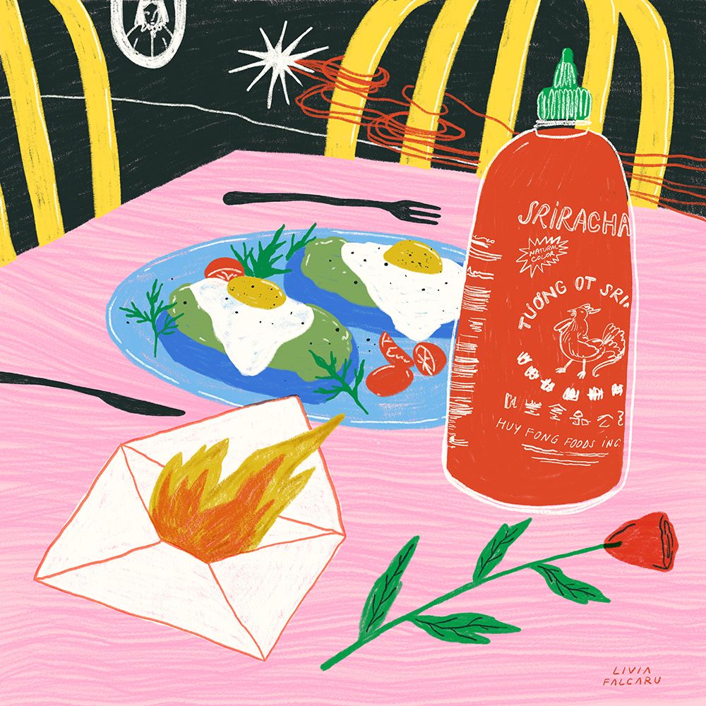 Sriracha a Avo Toast art print by Livia Falcaru for $57.95 CAD