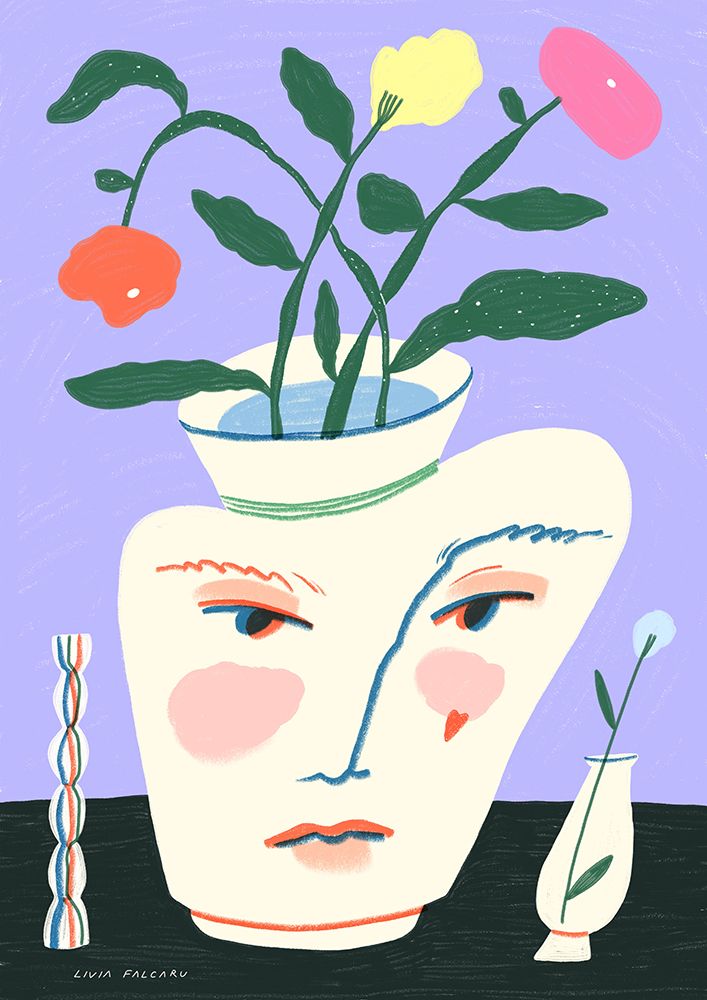 Vase With Face #1 art print by Livia Falcaru for $57.95 CAD