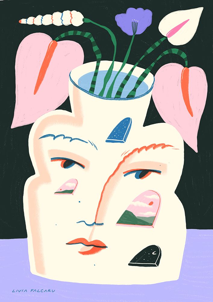 Vase With Face #3 art print by Livia Falcaru for $57.95 CAD